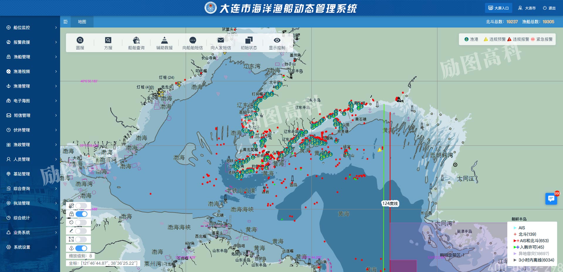 市级海洋渔船动态管理系统